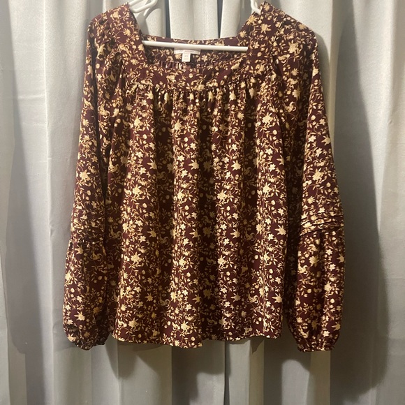 LC Lauren Conrad Tops - LC Lauren Conrad Burgundy and Cream Floral Skirt